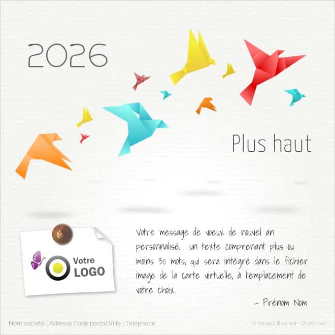 ECVN 62 - Ecard de voeux Origami Voler plus haut