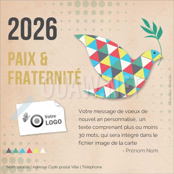 ECVN 64 - Carte de voeux 2025 Paix Colombe