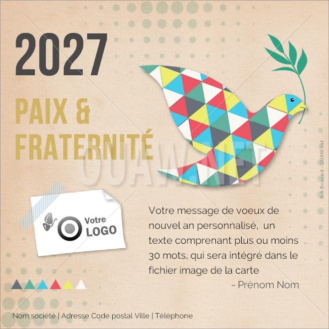 ECVN 64 - Carte de voeux 2027 Paix Colombe