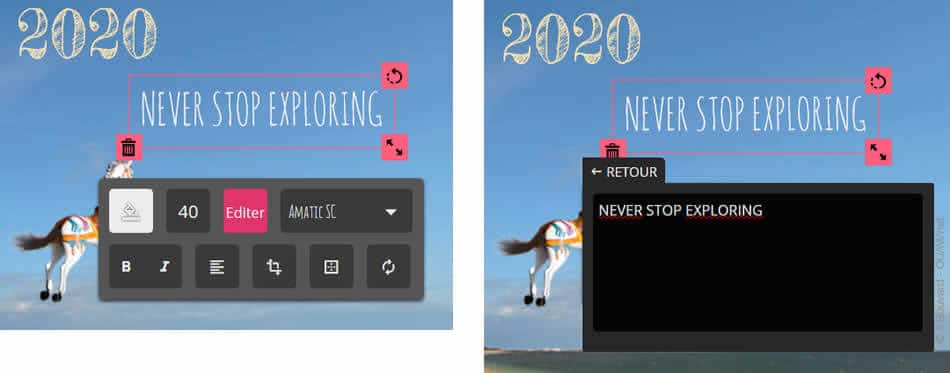 2020 outil de personnalisation, éditeur de textes