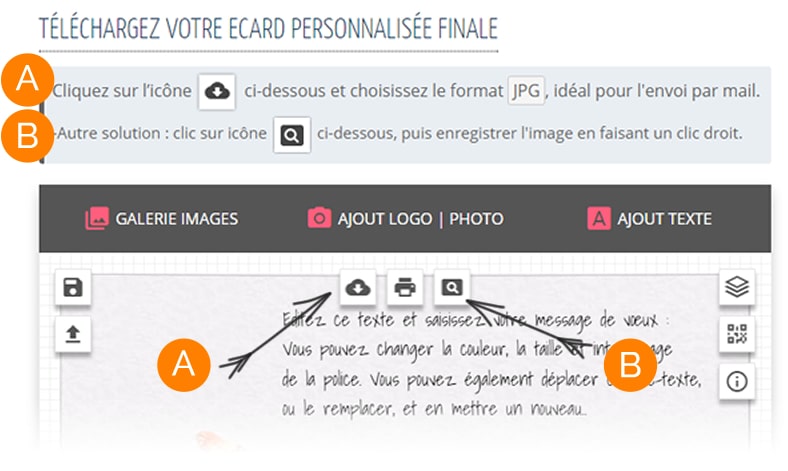 Aide téléchargement carte de voeux personnalisée