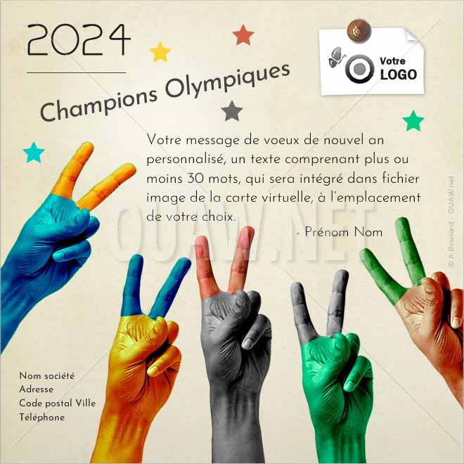 Paris. Cartes de vœux 2024 pour entreprises solidaires, fan de sport