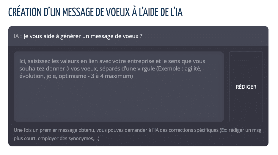 Fenêtre de dialogue ChatGPT pour la création de message