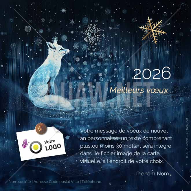 ECVN 158 - Renard blanc, carte de voeux entreprise Agilité & inventivité