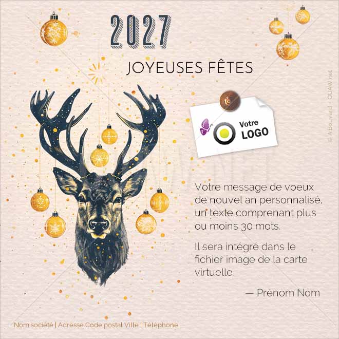 ECVN 167 - Carte voeux Entreprise 2027, Noël - Renne