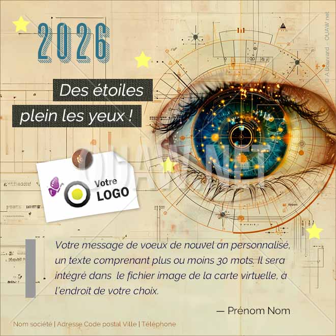 ECVN 171 - Carte voeux numérique entreprise, étoiles plein les yeux