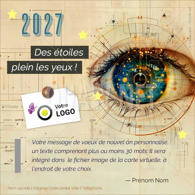 ECVN 171 - Carte voeux numérique entreprise, étoiles plein les yeux